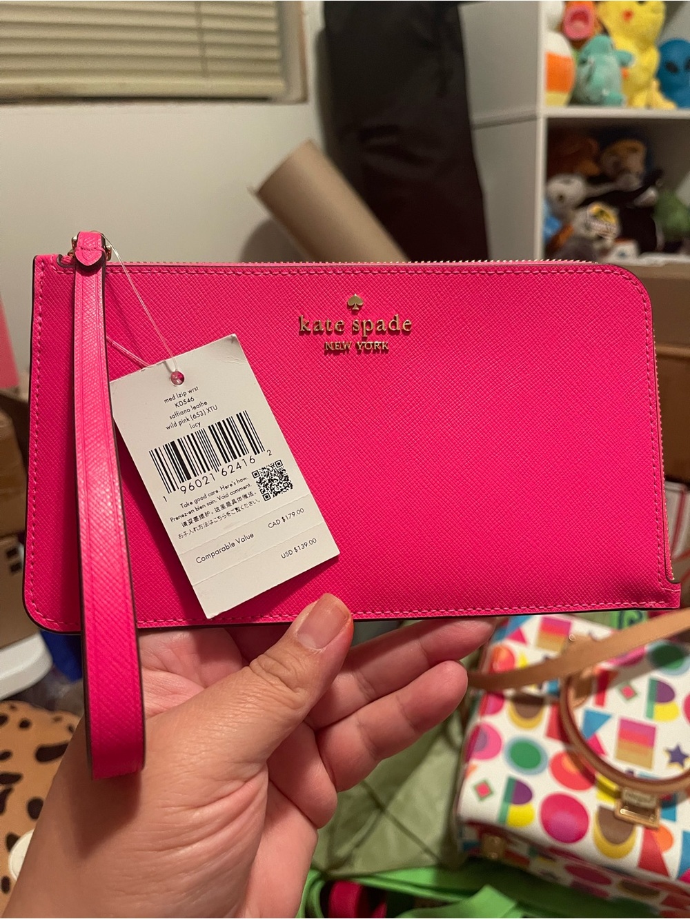 kate spade Hot Pink Saffiano Wristlet Clutch